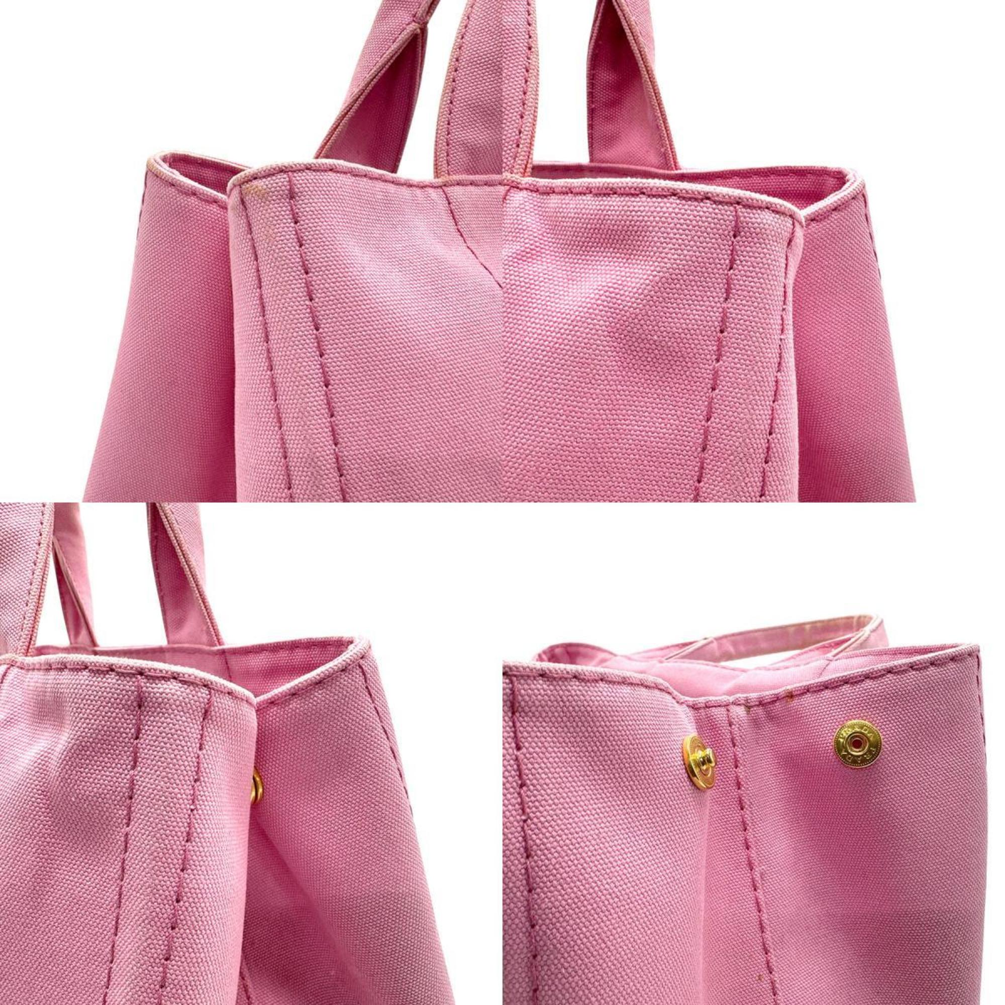 Prada Pink Canvas Handbag Tote Bag (Pre-Owned)