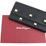 Salvatore Ferragamo Black Leather Long Wallet (Bi-Fold) (Pre-Owned)