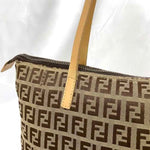 Fendi Beige Brown Canvas Leather Tote Bag (Pre-Owned)