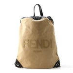 Fendi Beige Black Canvas Leather Backpack (Pre-Owned)