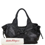 Salvatore Ferragamo Black Leather Shoulder Bag Tote Bag (Pre-Owned)