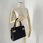 Salvatore Ferragamo Black Leather Handbag (Pre-Owned)