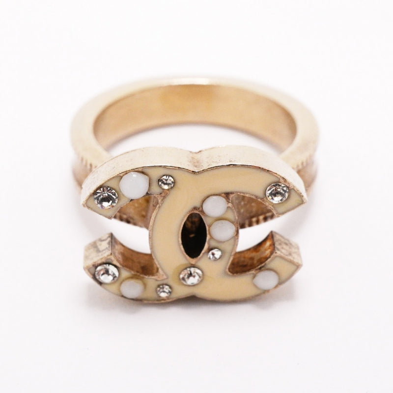 Chanel Champagne Gold White Gold Plating Band Ring (Pre-Owned)