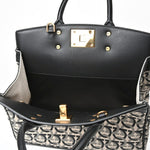 Salvatore Ferragamo Black Canvas Leather Handbag (Pre-Owned)