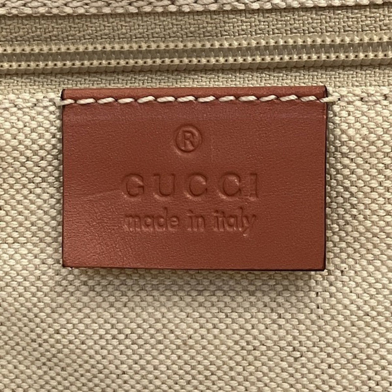 Gucci Beige Pink Canvas Leather Handbag (Pre-Owned)