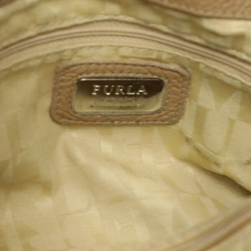 Furla Beige Leather Shoulder Bag Tote Bag (Pre-Owned)