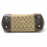 Gucci Brown Leather Canvas Handbag (Pre-Owned)