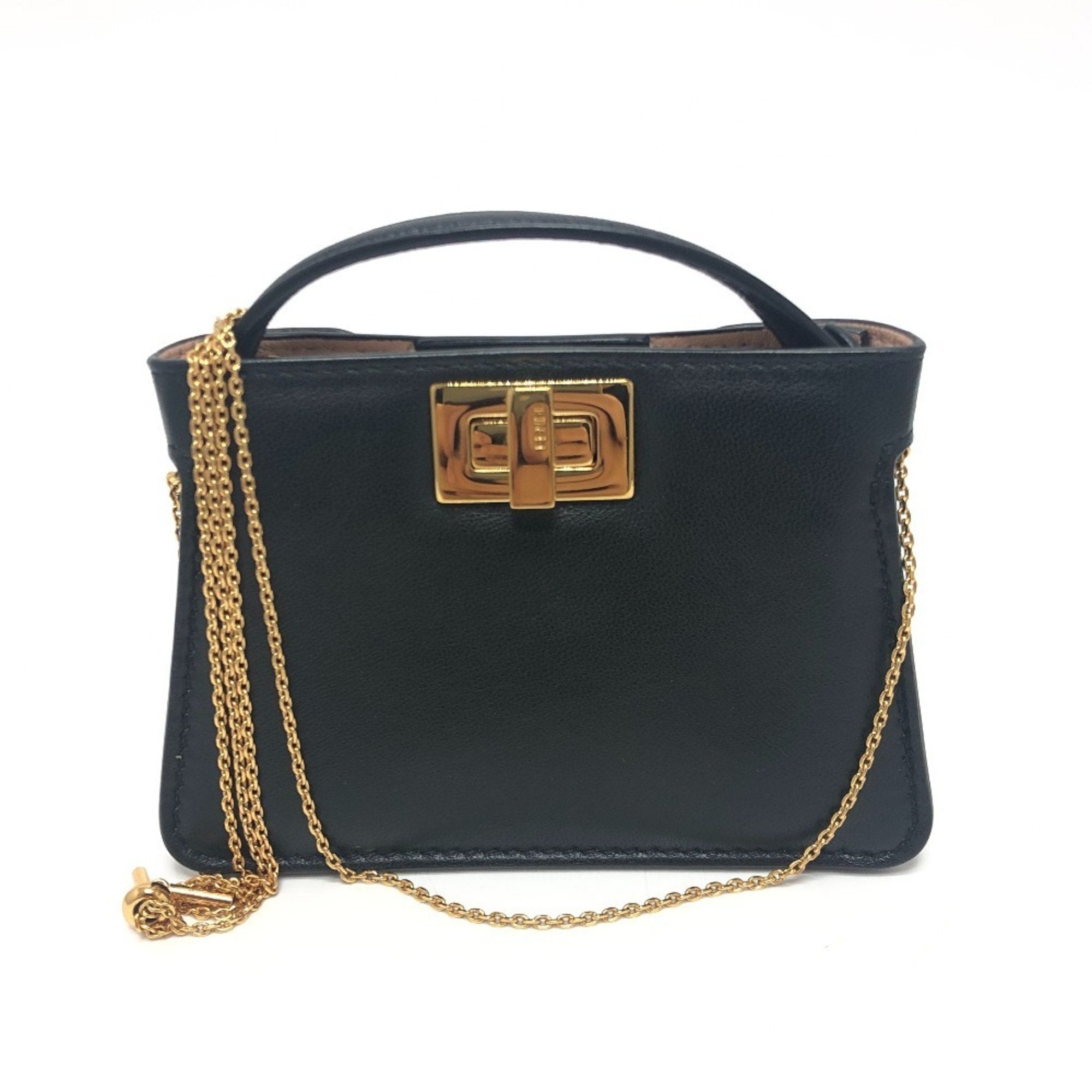 Fendi Peekaboo Black Leather Shoulder Bag (Pre-Owned)