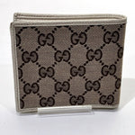 Gucci Brown White Canvas Leather Coin Purse/Coin Case (Pre-Owned)