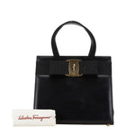 Salvatore Ferragamo Black Leather Handbag Shoulder Bag (Pre-Owned)