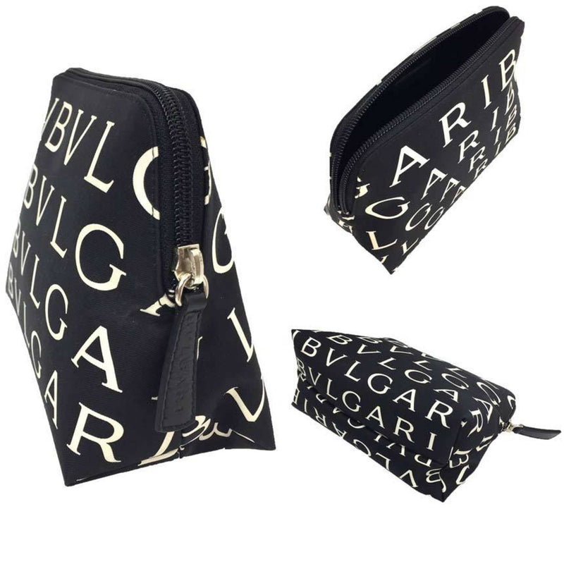 Bvlgari Black White Nylon Canvas Pouch (Pre-Owned)