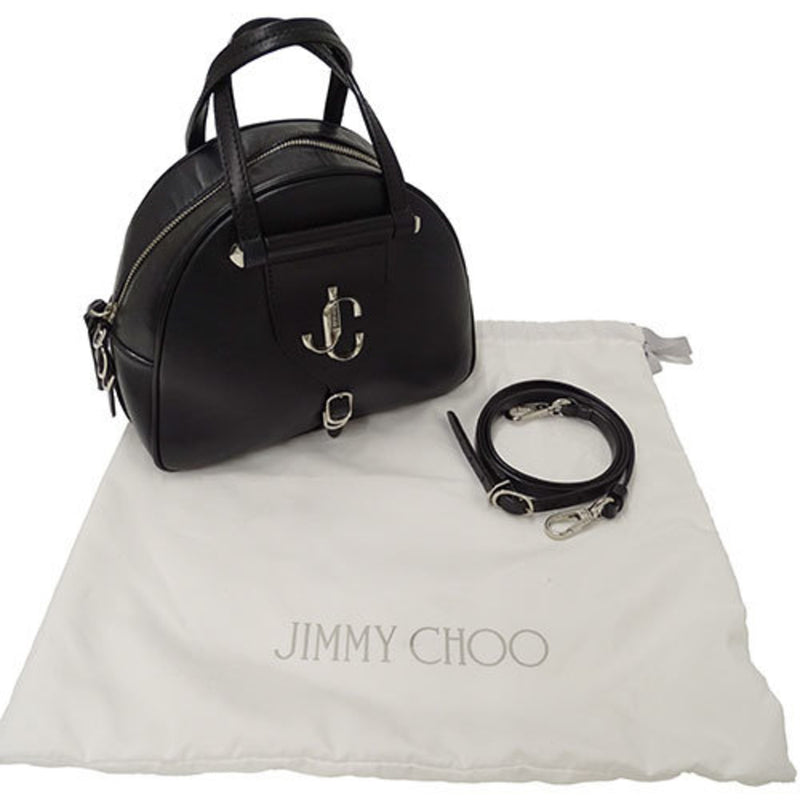 Jimmy Choo Black Leather Handbag Shoulder Bag (Pre-Owned)