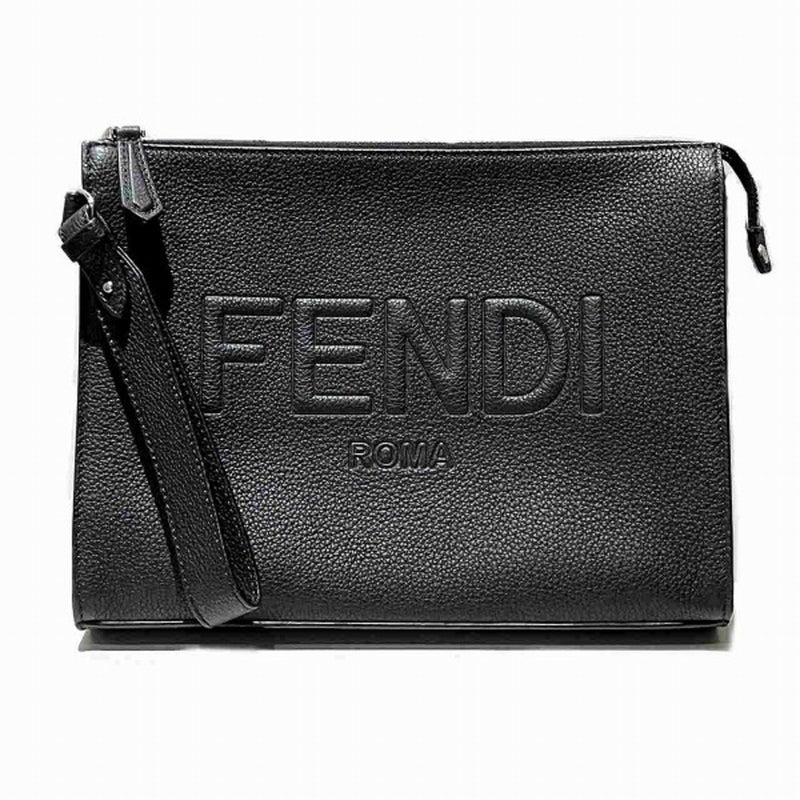 Fendi Black Leather Clutch Bag (Pre-Owned)