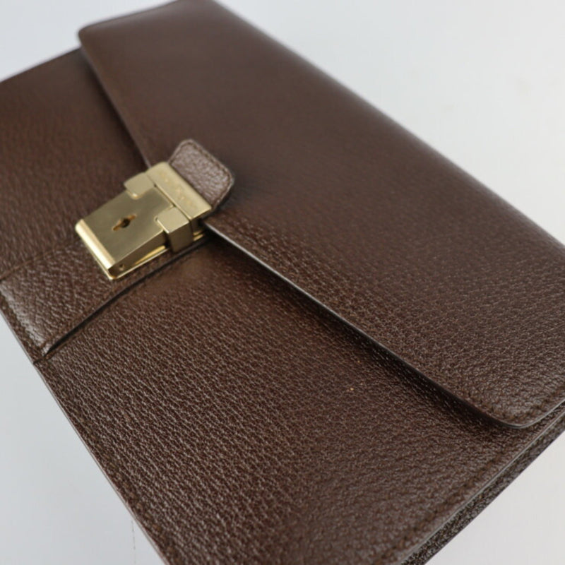 Salvatore Ferragamo Brown Leather Clutch Bag (Pre-Owned)