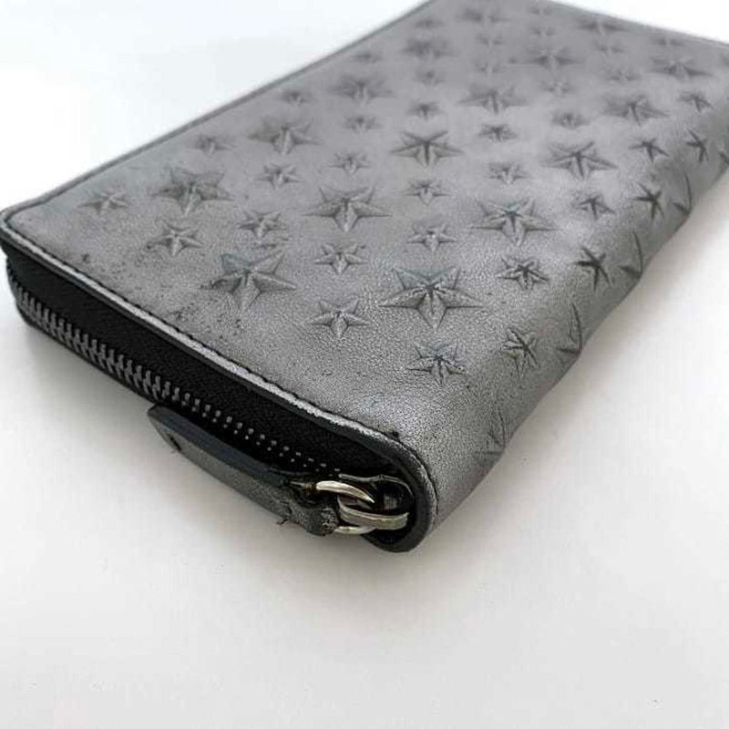 Jimmy Choo Metallic Silver Leather Long Wallet (Bi-Fold) (Pre-Owned)