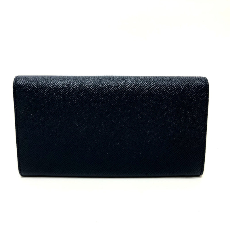 Bvlgari Navy Leather Long Wallet (Bi-Fold) (Pre-Owned)