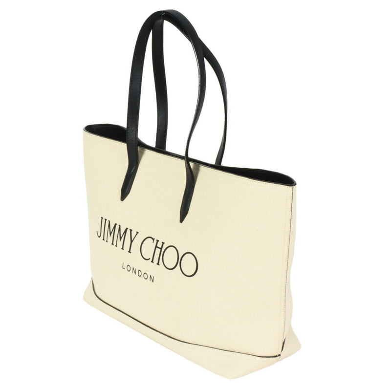 Jimmy Choo Black Canvas Leather Tote Bag (Pre-Owned)