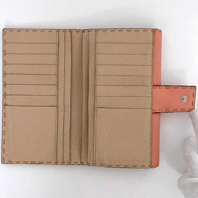 Fendi Beige Pink Leather Long Wallet (Bi-Fold) (Pre-Owned)