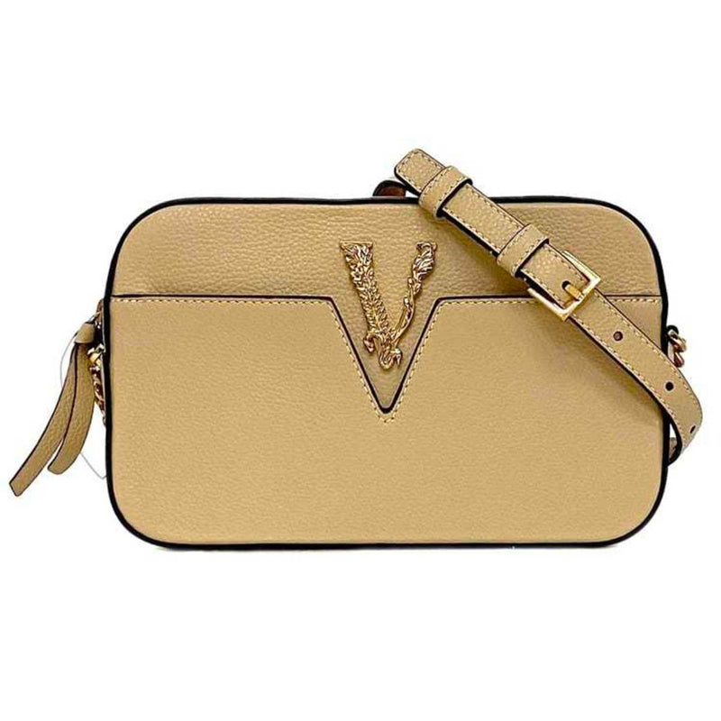 Versace Beige Leather Shoulder Bag (Pre-Owned)