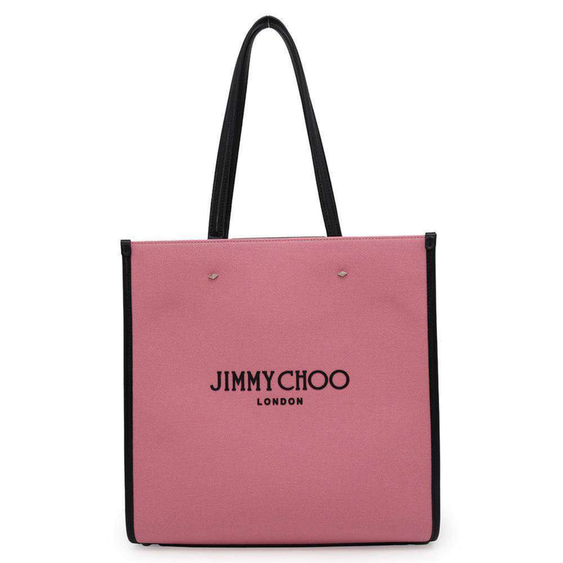 Jimmy Choo Black Pink Canvas Leather Tote Bag (Pre-Owned)