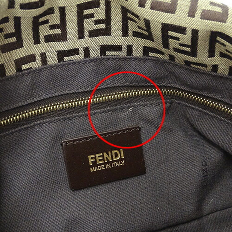 Fendi Brown Khaki Canvas Shoulder Bag (Pre-Owned)