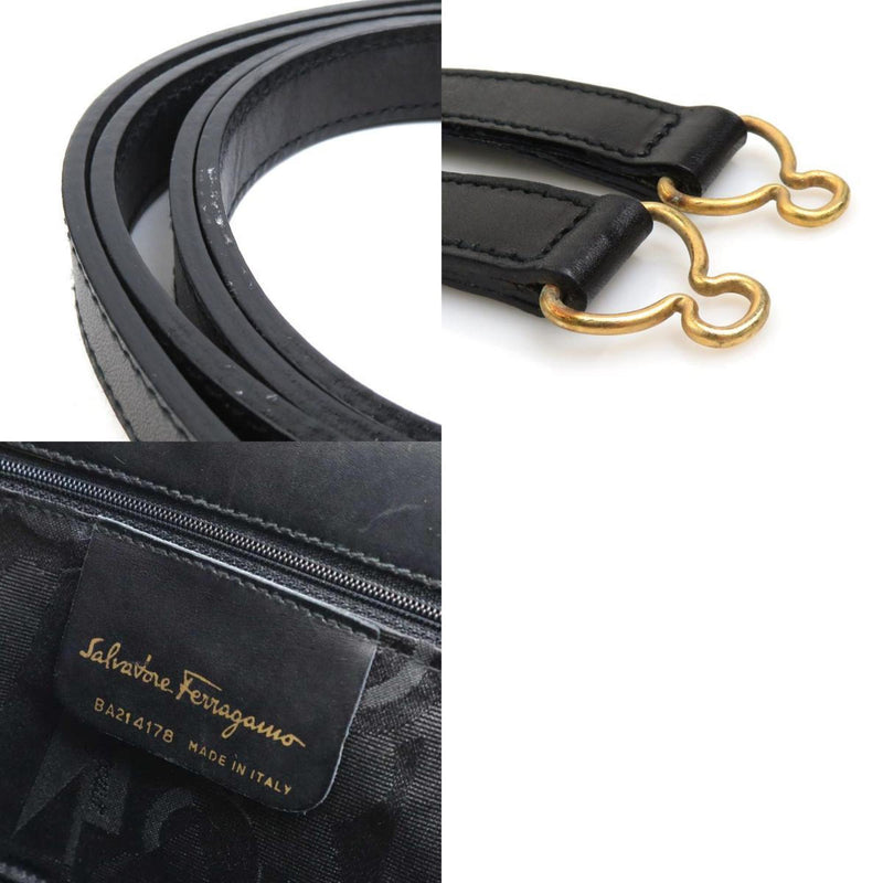 Salvatore Ferragamo Black Leather Handbag Shoulder Bag (Pre-Owned)