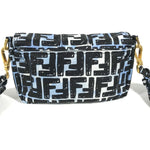 Fendi Black Blue Nylon Baguette Bag Pochette Shoulder Bag (Pre-Owned)