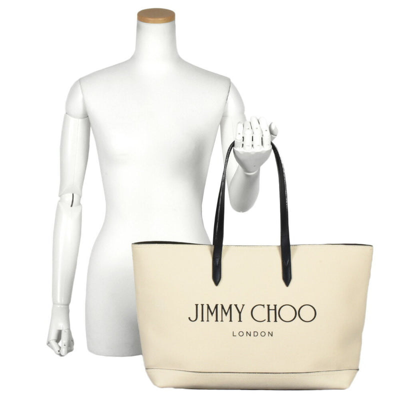 Jimmy Choo Black Canvas Leather Tote Bag (Pre-Owned)