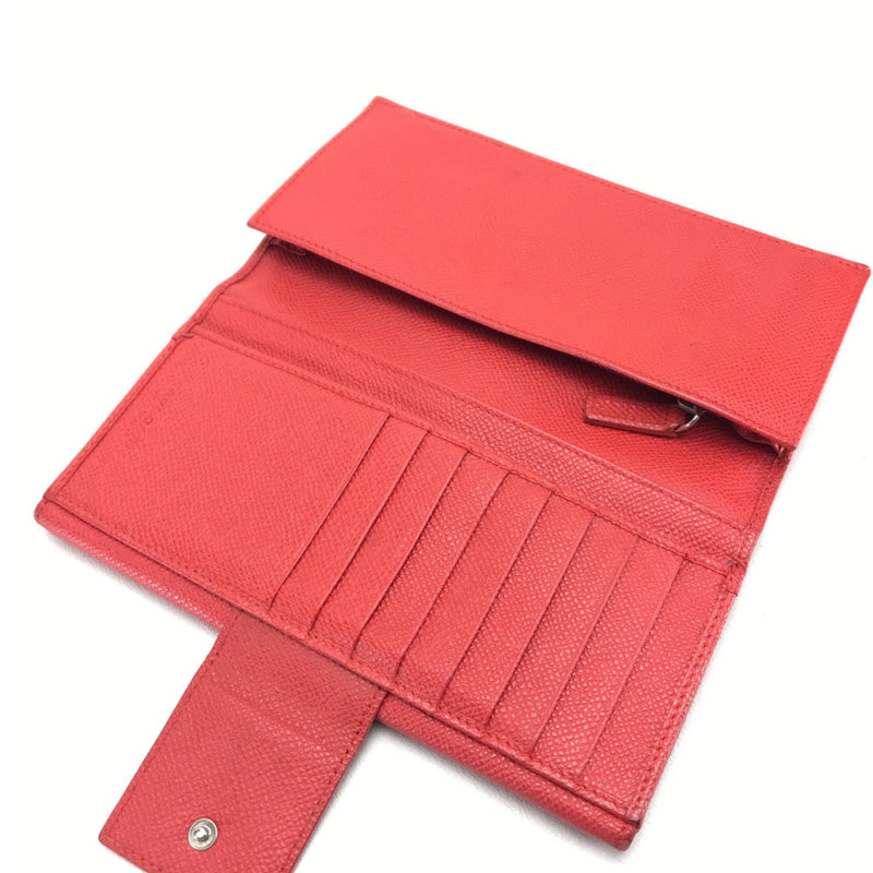 Bvlgari Red Leather Long Wallet (Bi-Fold) (Pre-Owned)