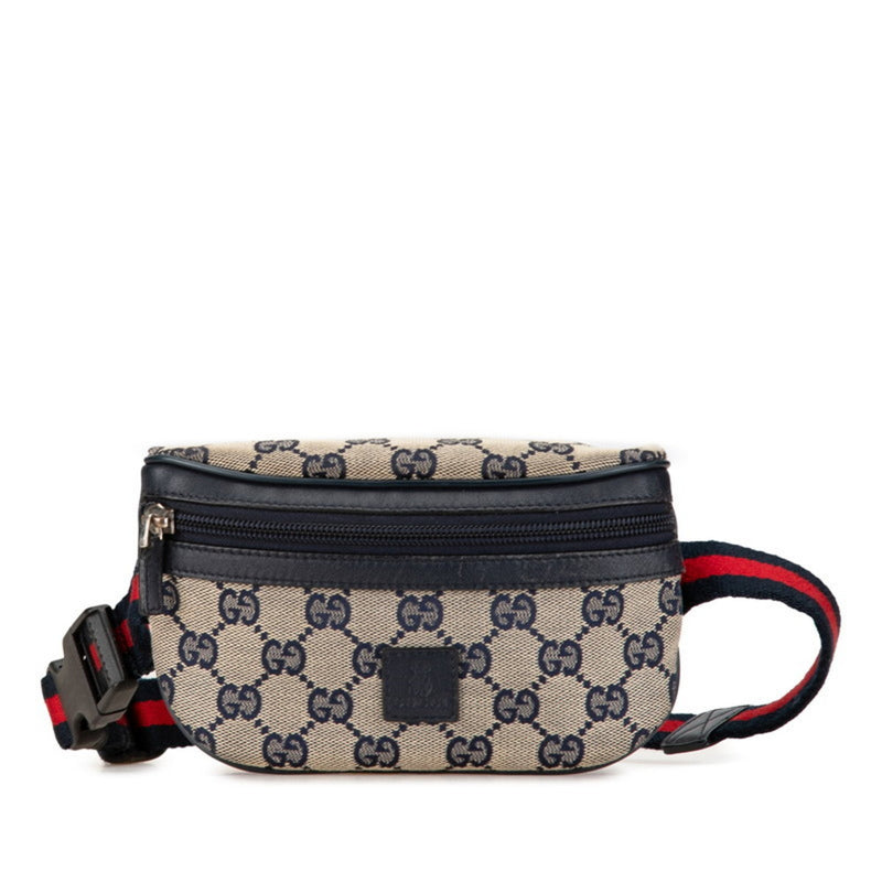 Gucci Navy Canvas Leather Fanny Pack (Pre-Owned)