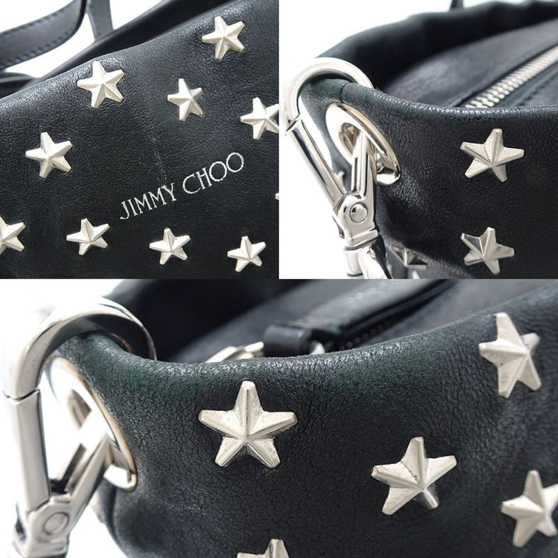 Jimmy Choo Black Leather Handbag Shoulder Bag (Pre-Owned)