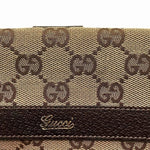 Gucci Beige Brown Canvas Leather Wallet (Tri-Fold) (Pre-Owned)