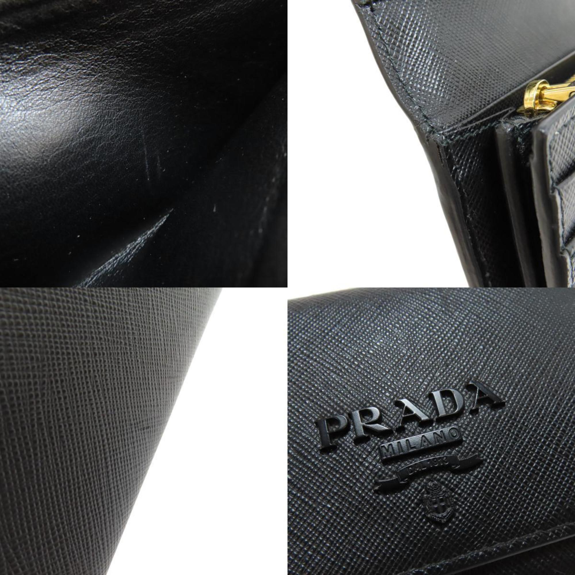 Prada Black Leather Long Wallet (Bi-Fold) (Pre-Owned)