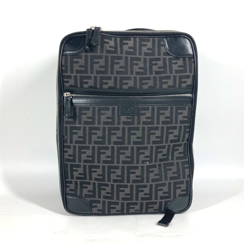 Fendi Black Gray Canvas Leather Backpack (Pre-Owned)