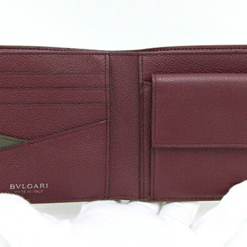 Bvlgari Bordeaux Khaki Leather Wallet (Bi-Fold) (Pre-Owned)