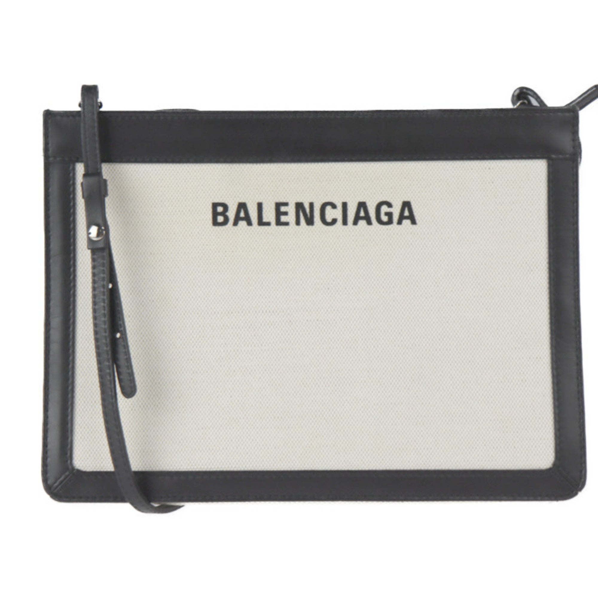 Balenciaga Black Canvas Leather Clutch Bag (Pre-Owned)