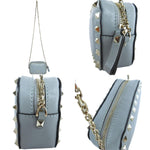 Valentino Garavani Light Blue Leather Metal Shoulder Bag (Pre-Owned)