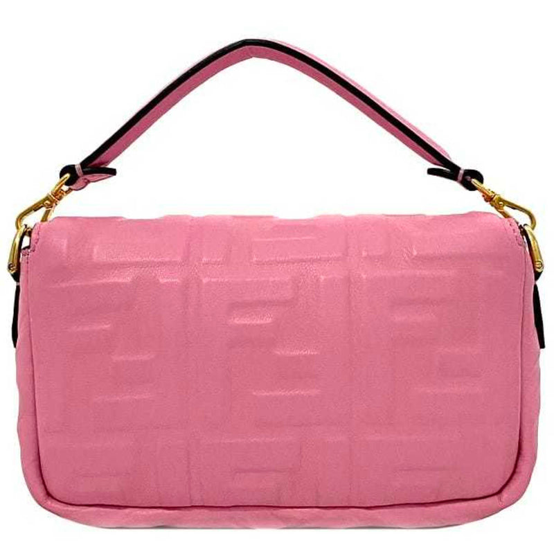 Fendi Baguette Pink Leather Shoulder Bag (Pre-Owned)