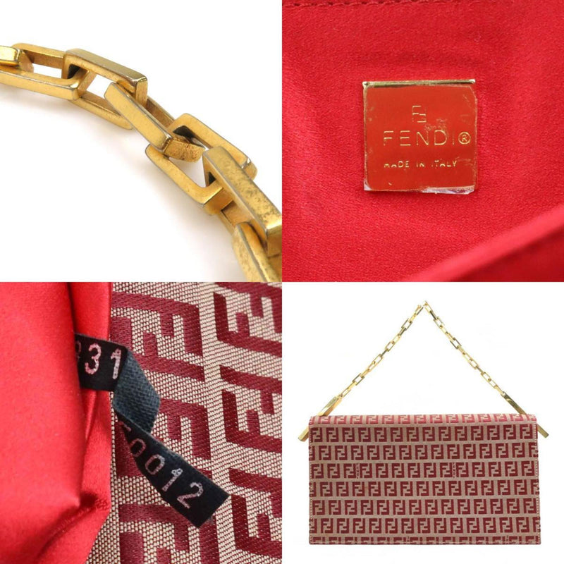 Fendi Beige Red Color Canvas Handbag (Pre-Owned)