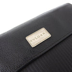 Bvlgari Millerighe Black Leather Long Wallet (Tri-Fold) (Pre-Owned)