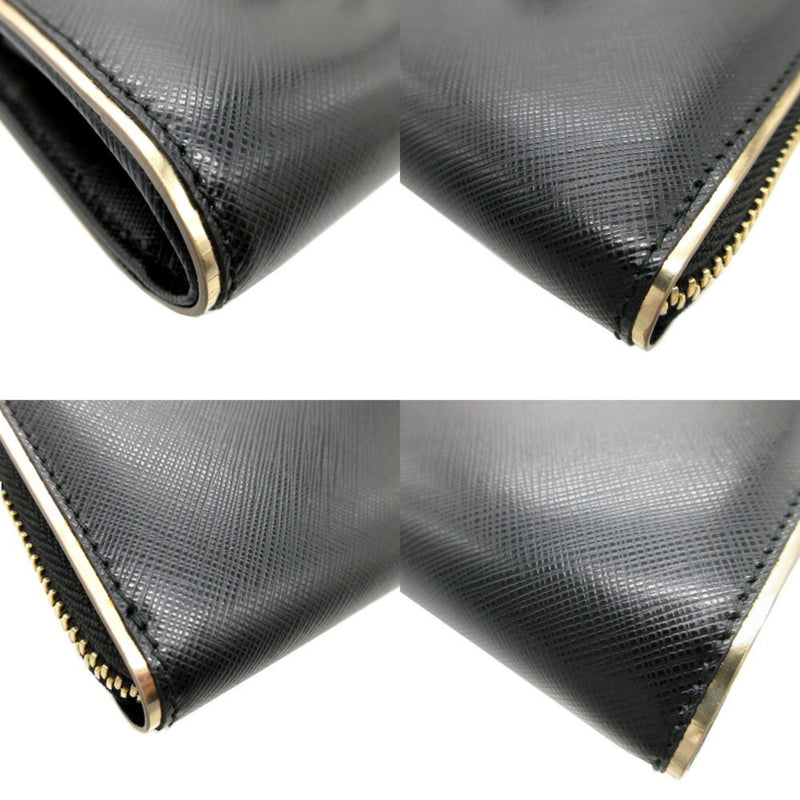 Salvatore Ferragamo Black Leather Long Wallet (Bi-Fold) (Pre-Owned)