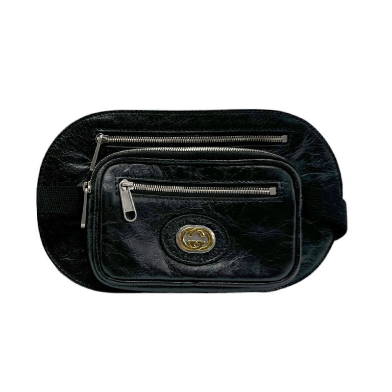 Gucci Black Leather Fanny Pack Sling Bag (Pre-Owned)