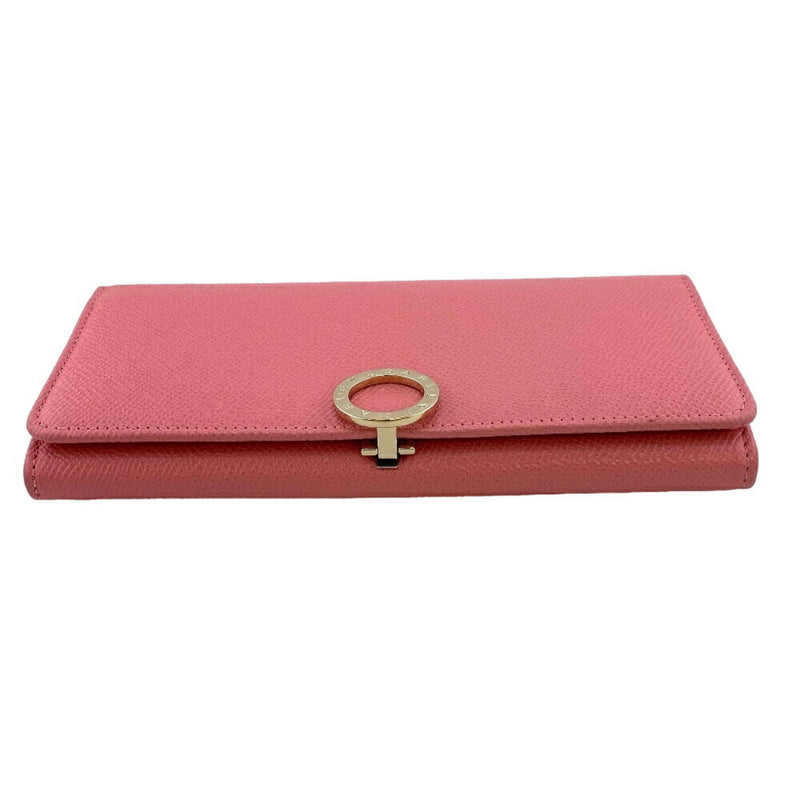 Bvlgari Pink Leather Long Wallet (Bi-Fold) (Pre-Owned)