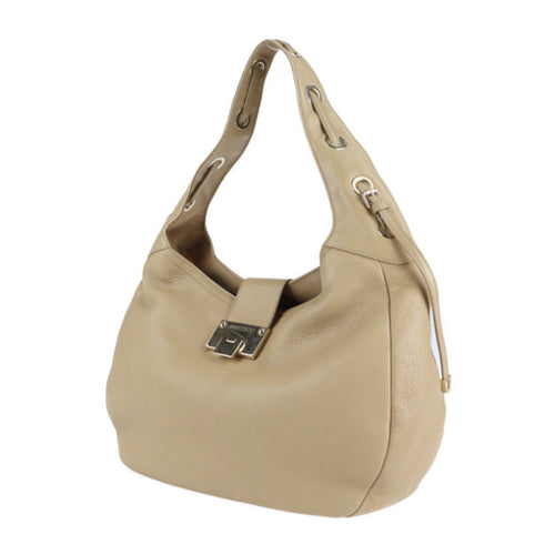 Jimmy Choo Beige Leather Handbag Shopping Bag Shoulder Bag Tote Bag (Pre-Owned)