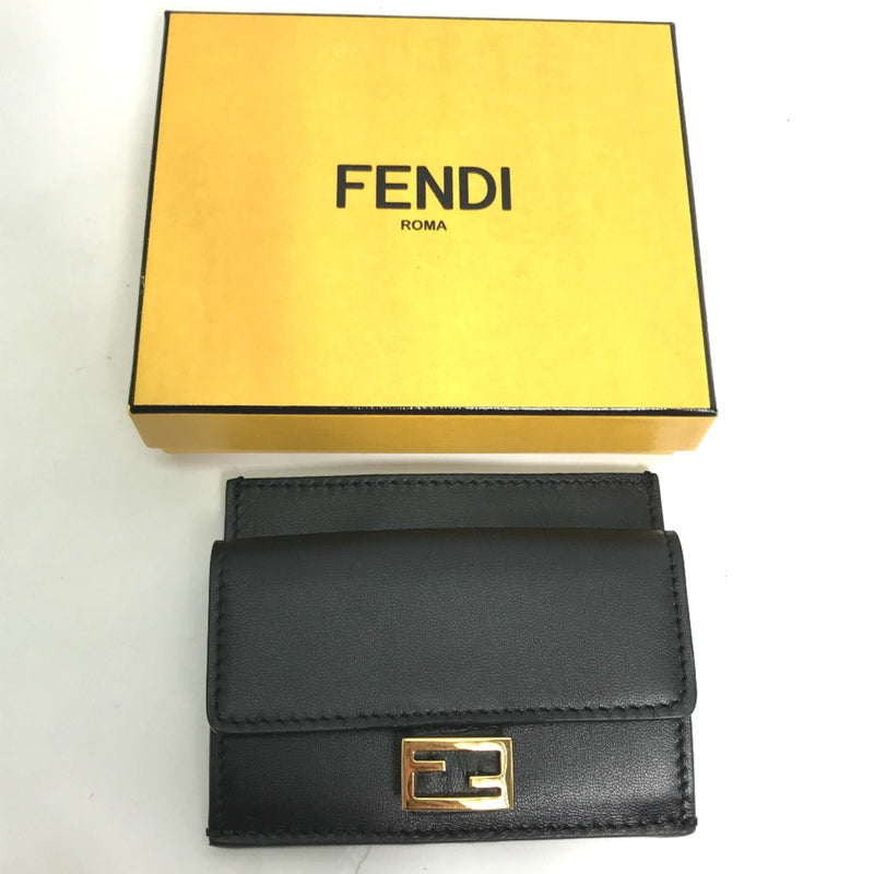 Fendi Black Leather Coin Purse/Coin Case (Pre-Owned)