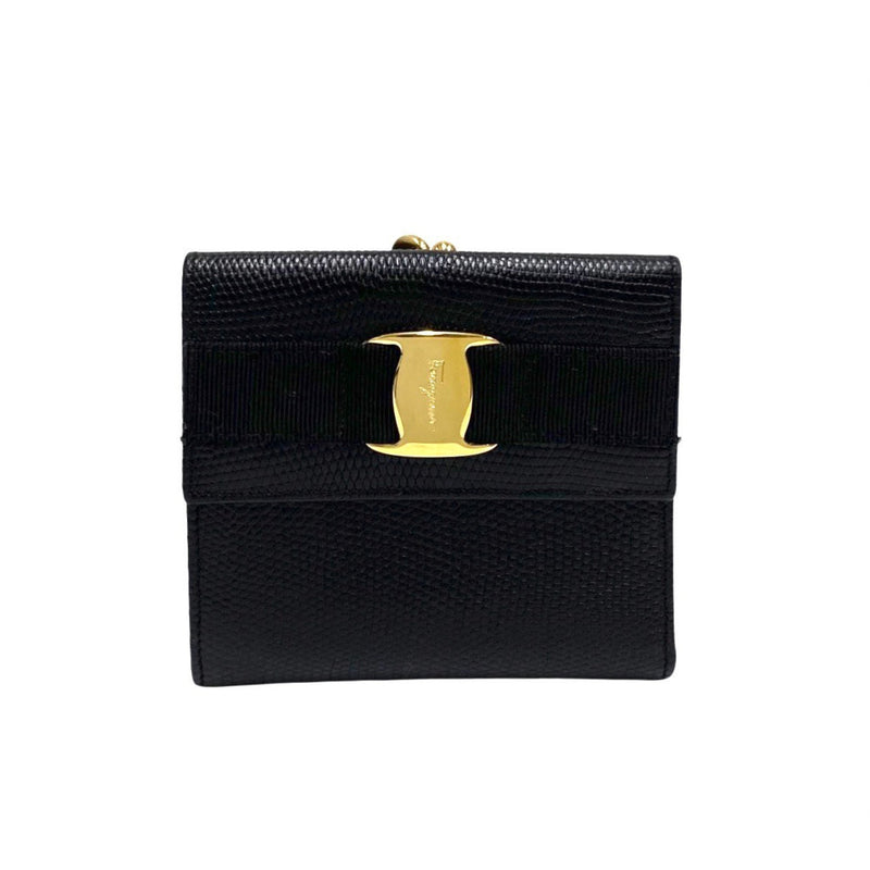 Salvatore Ferragamo Black Leather Wallet (Tri-Fold) (Pre-Owned)