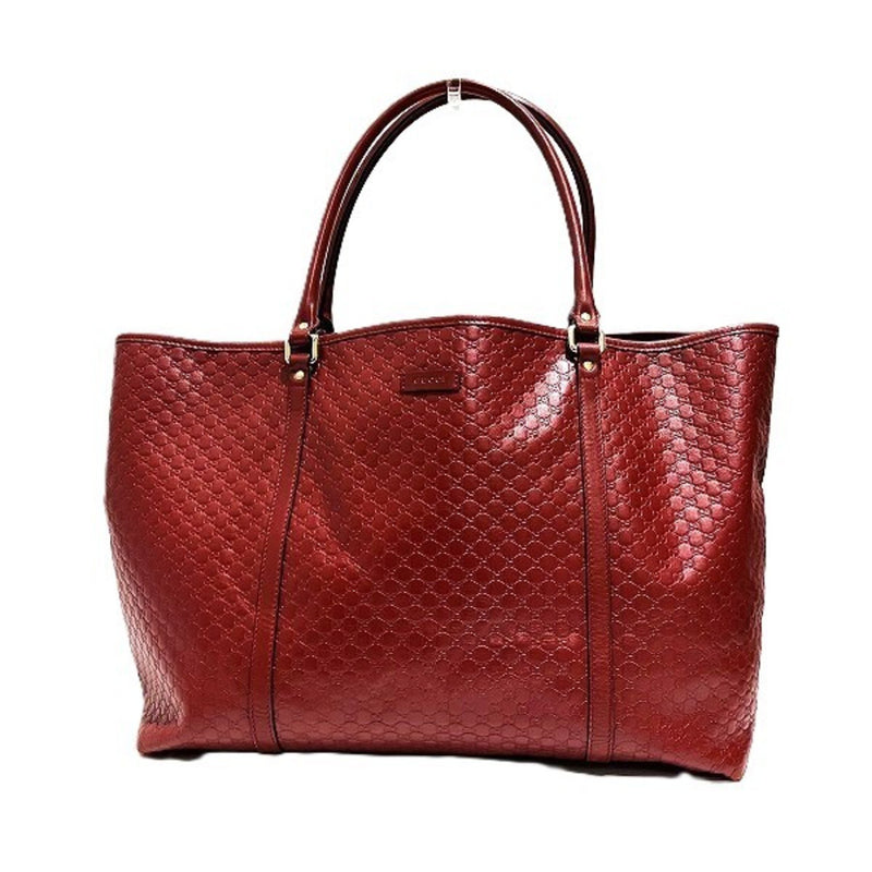 Gucci Red Color Leather Tote Bag (Pre-Owned)