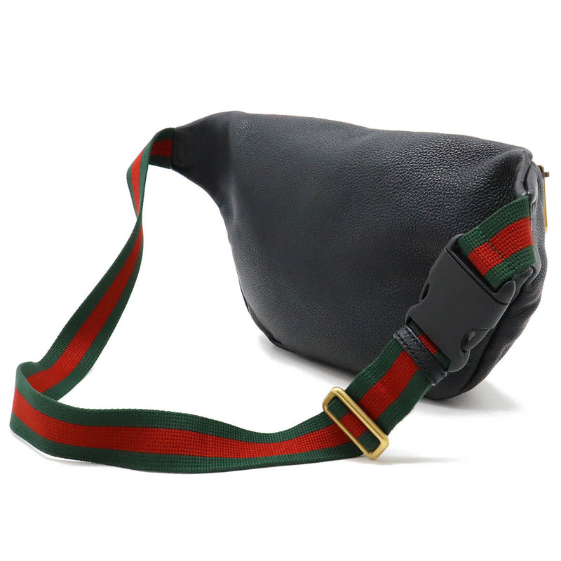 Gucci Black Green Red Color Leather Fanny Pack (Pre-Owned)