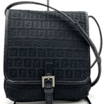 Fendi Black Canvas Leather Shoulder Bag (Pre-Owned)