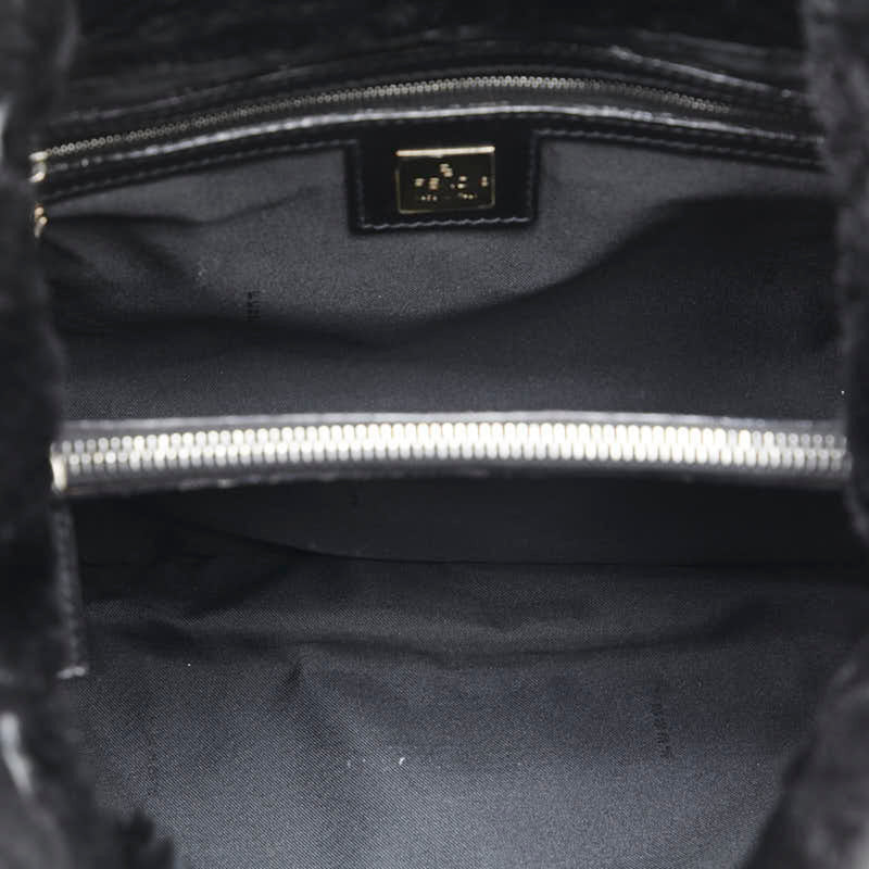 Fendi Black Faux Fur Leather Handbag (Pre-Owned)